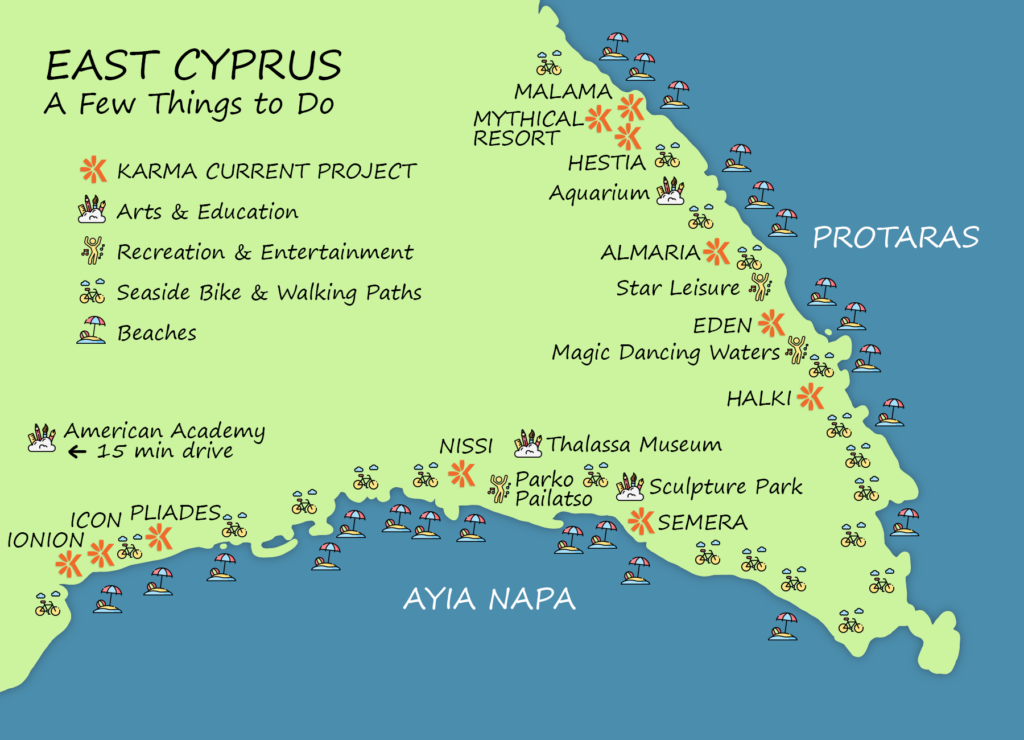 Map of Things to Do in the East Cyprus Area